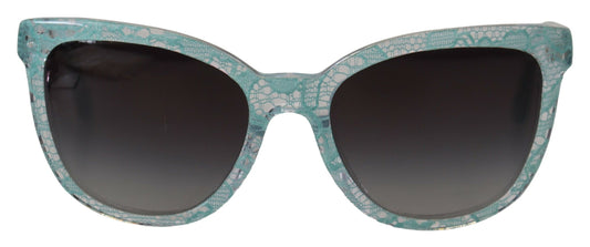 Lunettes de soleil élégantes avec détails en dentelle bleue