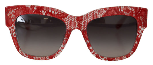 Lunettes de soleil élégantes avec détails en dentelle rouge