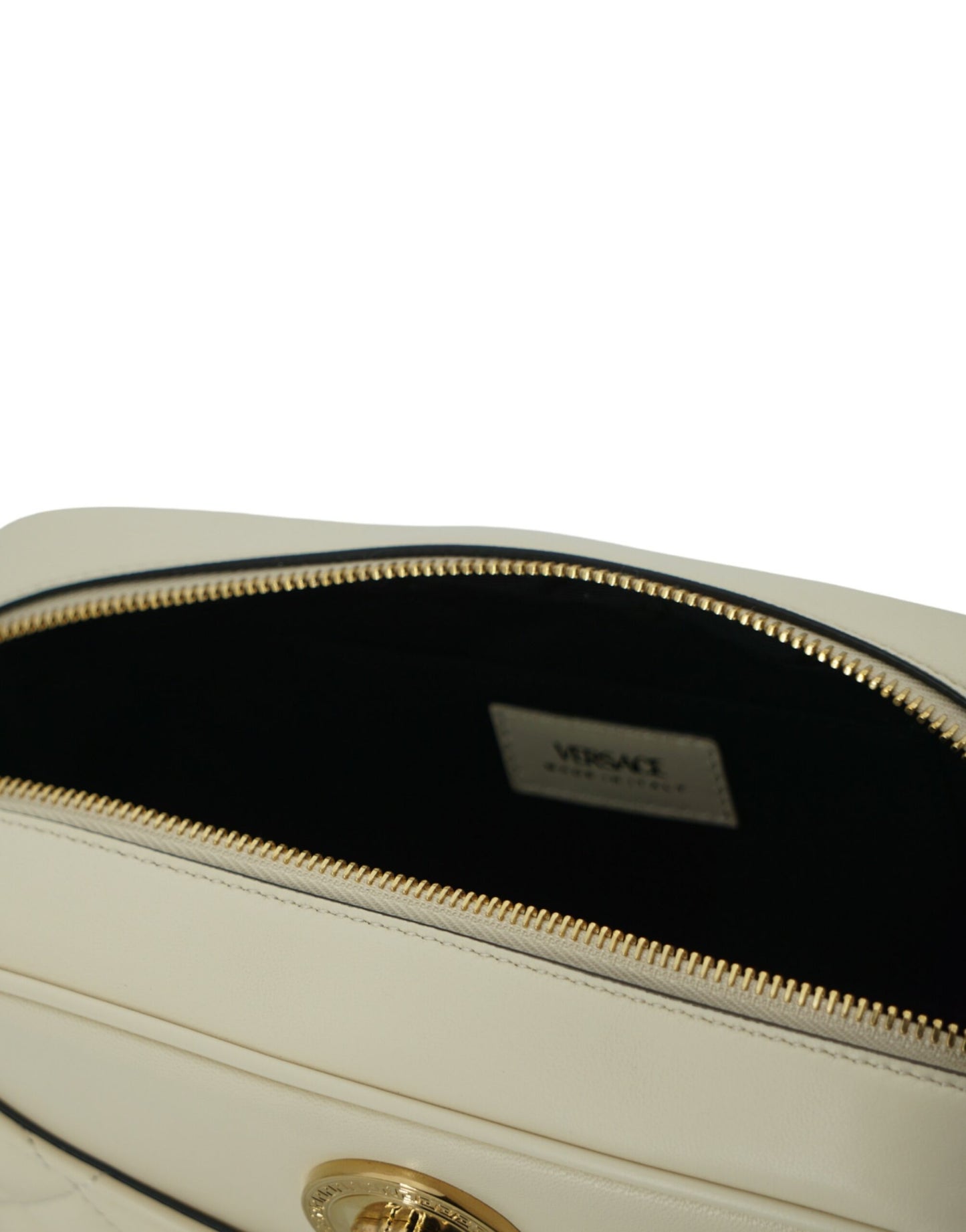 Elegante bolso de hombro para cámara de cuero blanco
