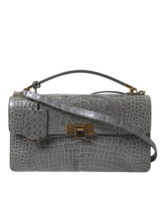 Sac à bandoulière moyen en cuir d'alligator