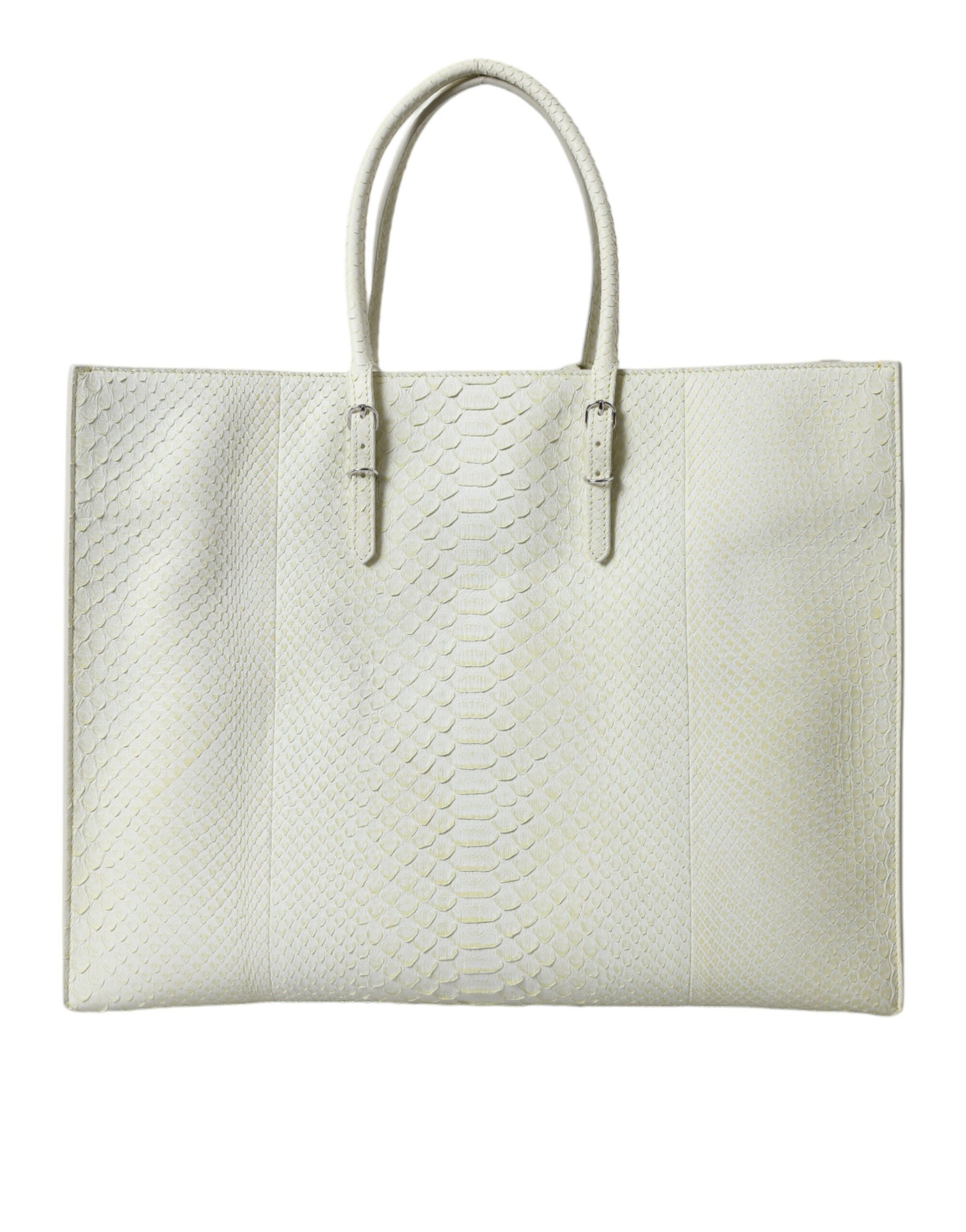 Sac fourre-tout chic en cuir python blanc et jaune