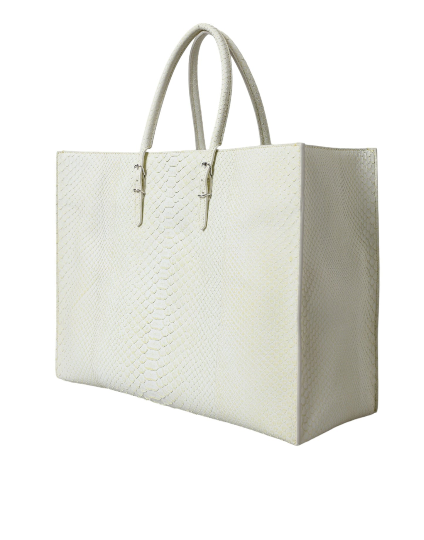 Sac fourre-tout chic en cuir python blanc et jaune