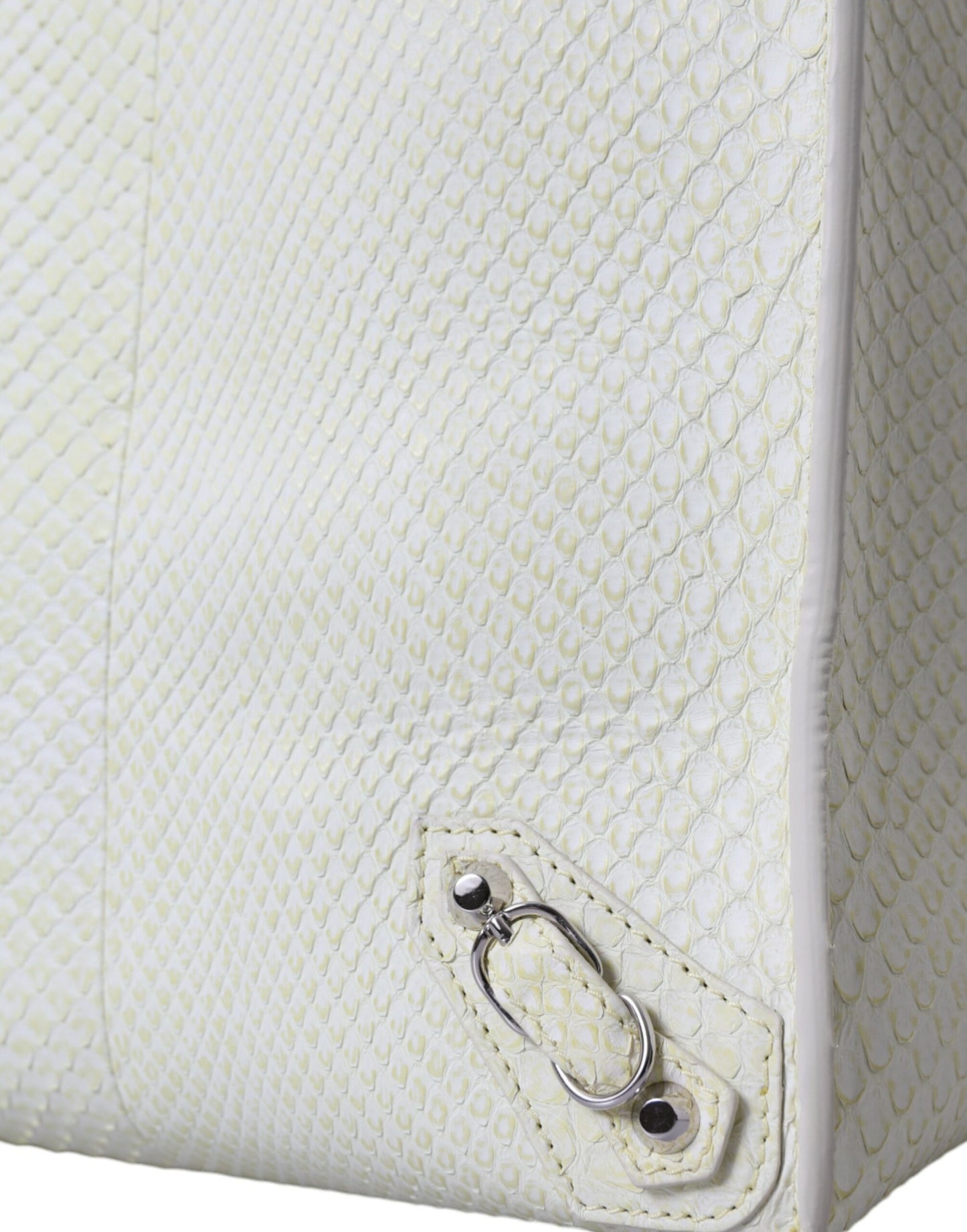 Sac fourre-tout chic en cuir python blanc et jaune