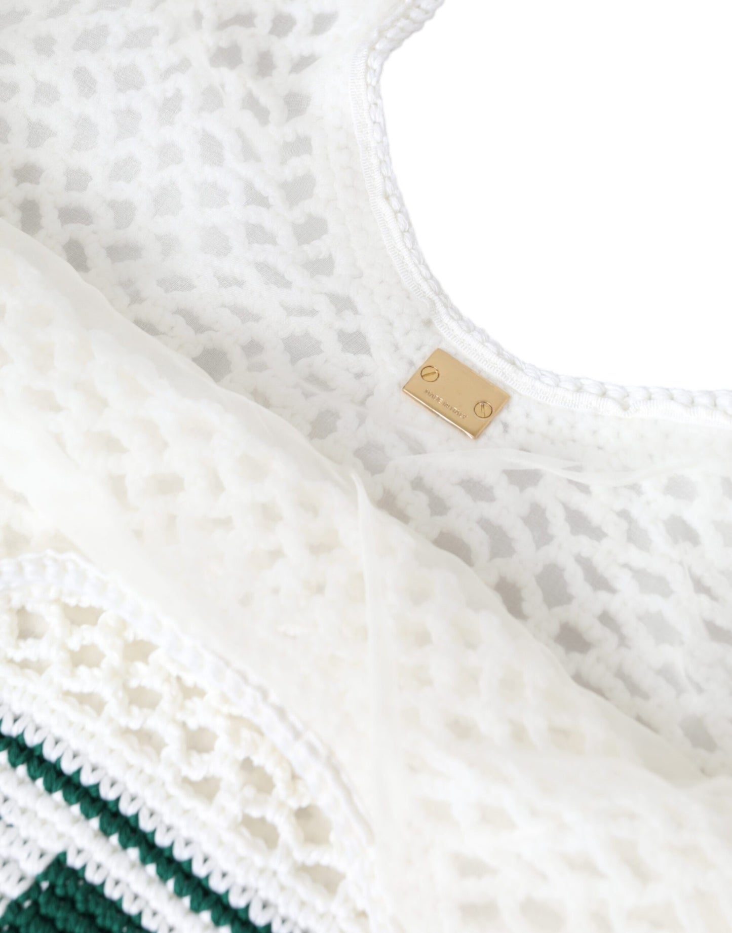 Sac fourre-tout en coton tricoté blanc et vert avec logo