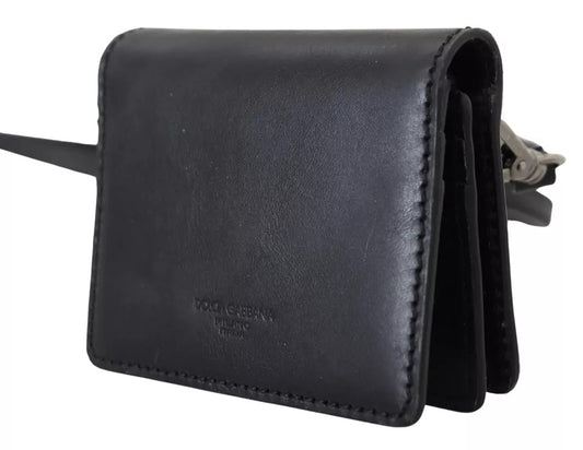 Portefeuille à bandoulière en cuir noir pour femme