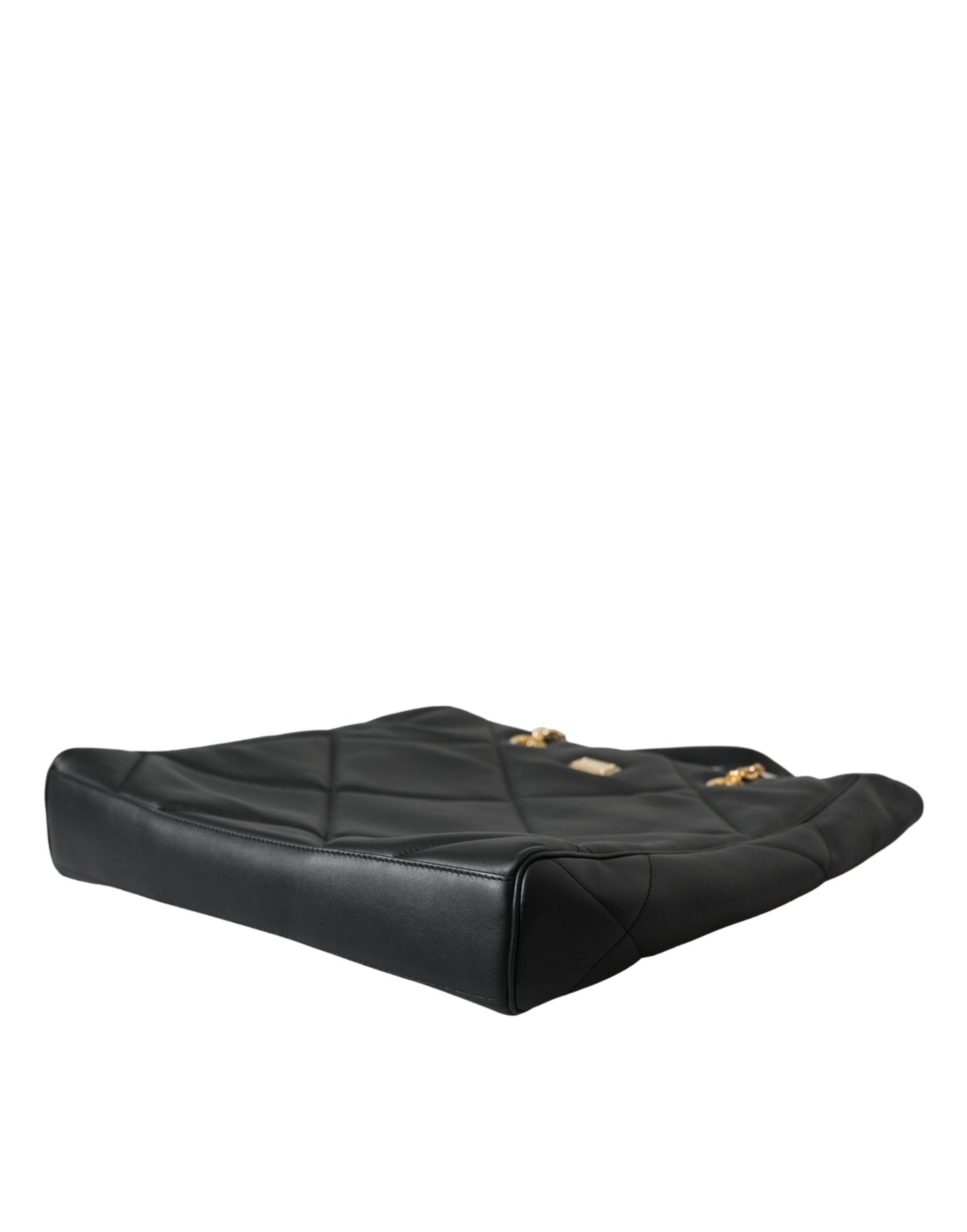 Sac cabas matelassé en cuir noir JUNGLE