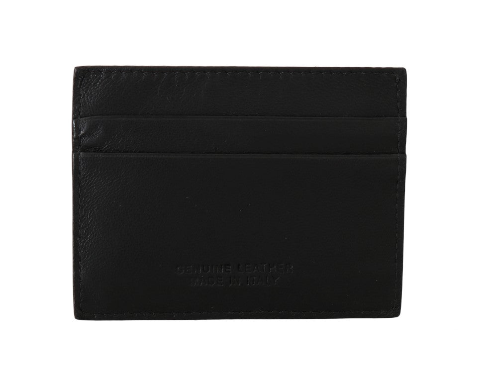 Exquisita cartera de cuero negro para hombre