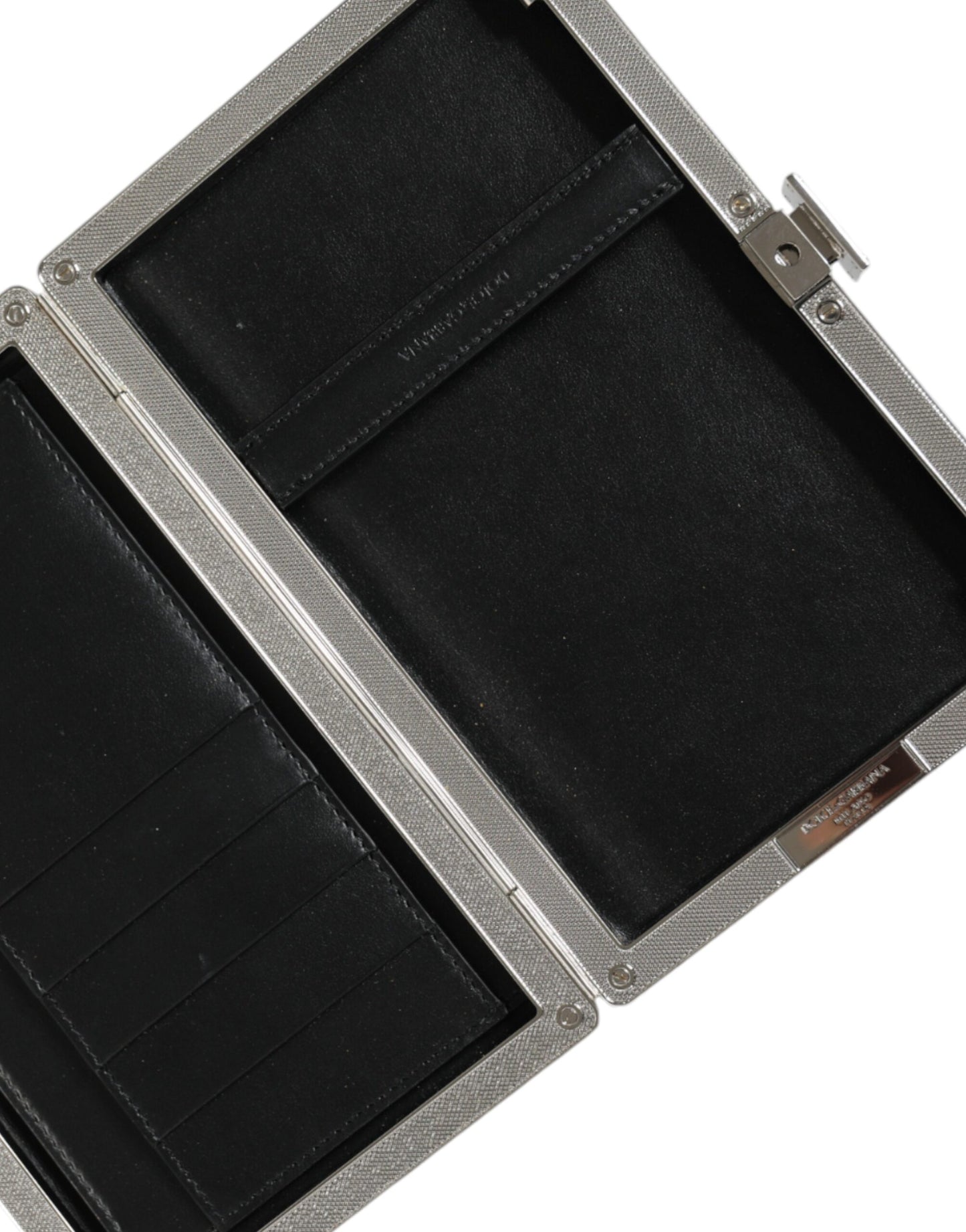 Mini sac bandoulière en cuir noir avec cadre argenté