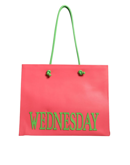 Bolsa de compras de cuero rosa para el fin de semana del miércoles
