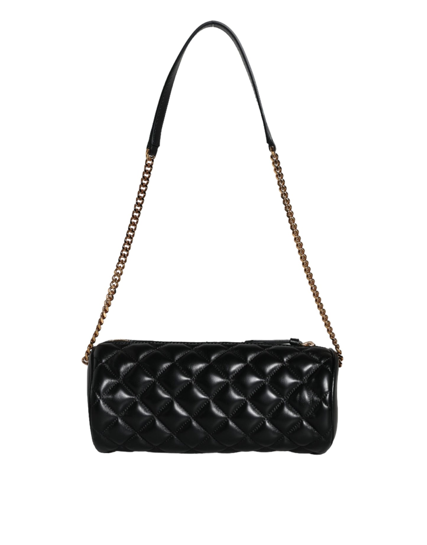 Mini bolso bandolera de piel de cordero acolchada negra