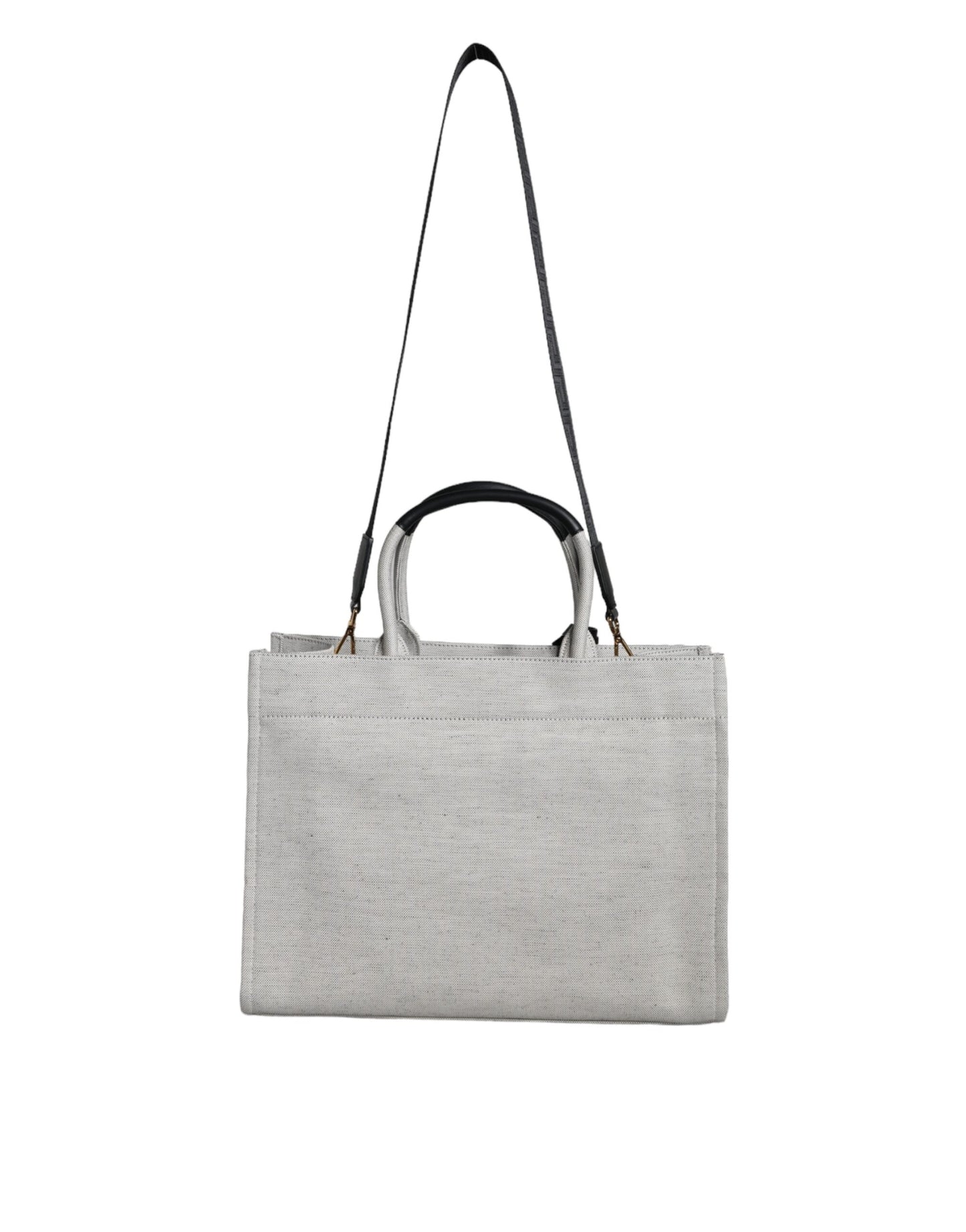 Bolso bandolera de lona blanca con asa superior, de cuero y logotipo