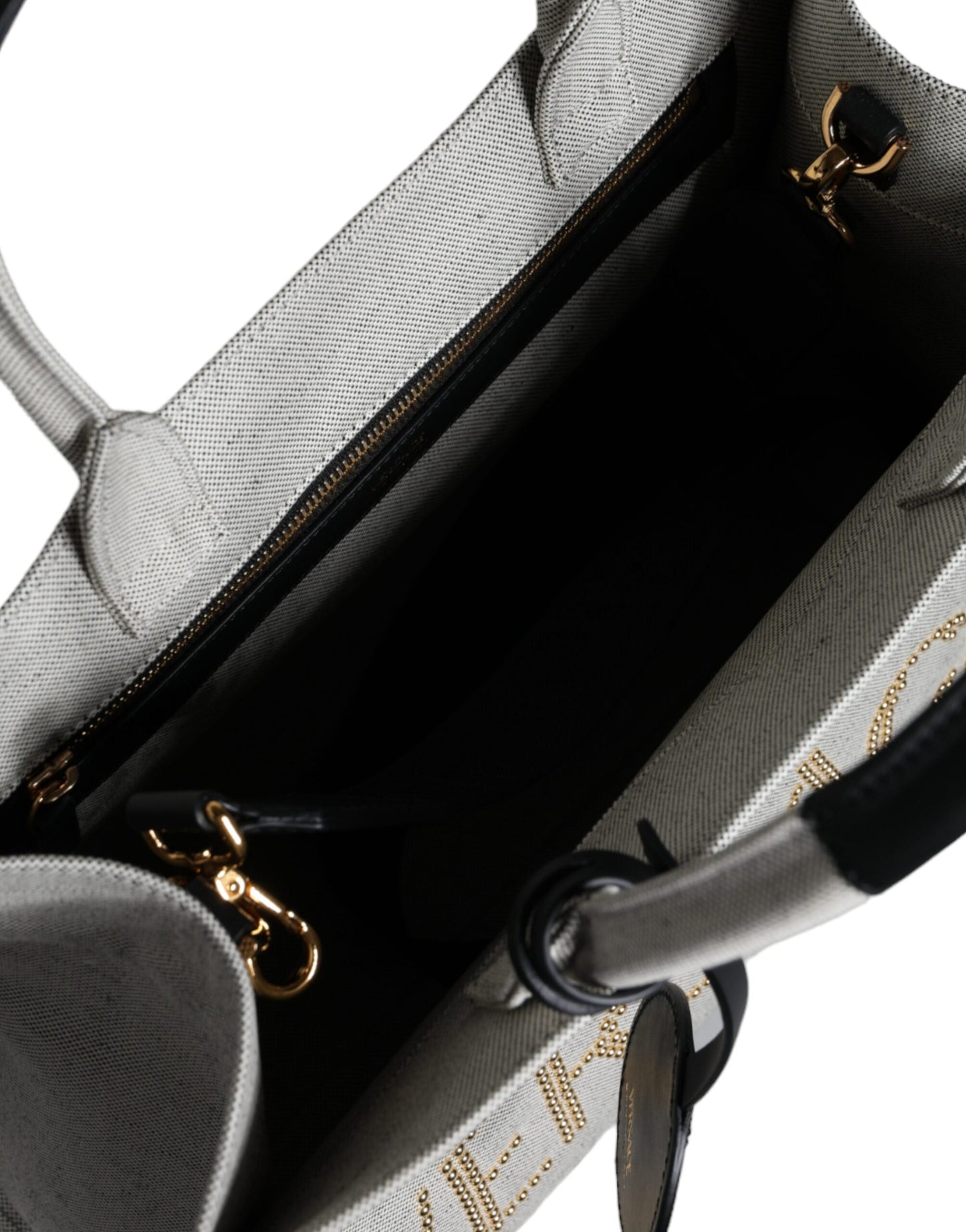 Bolso bandolera de lona blanca con asa superior, de cuero y logotipo