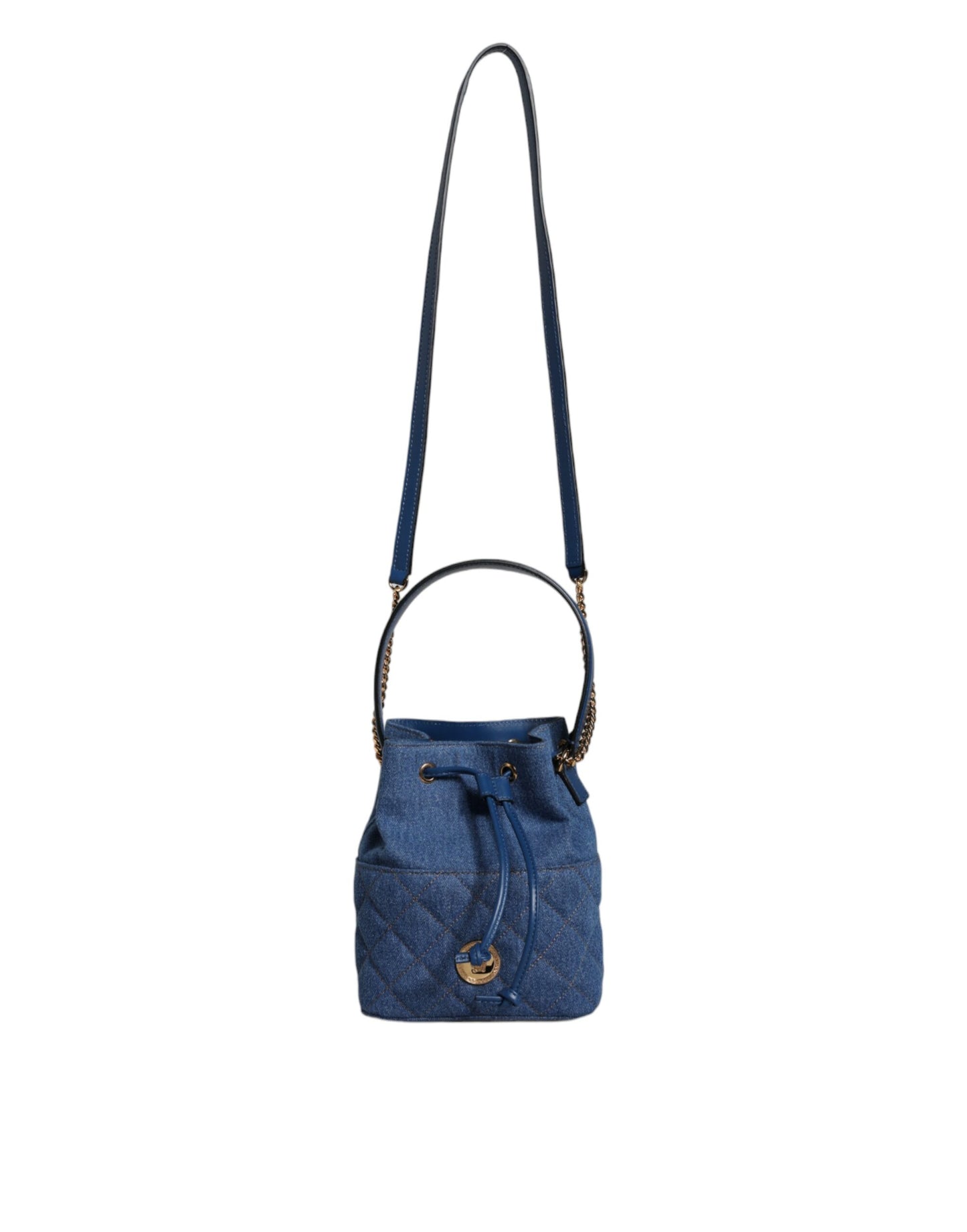 Bolso bandolera de piel vaquera acolchada azul