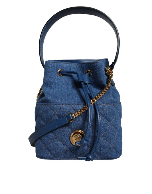 Bolso bandolera de piel vaquera acolchada azul