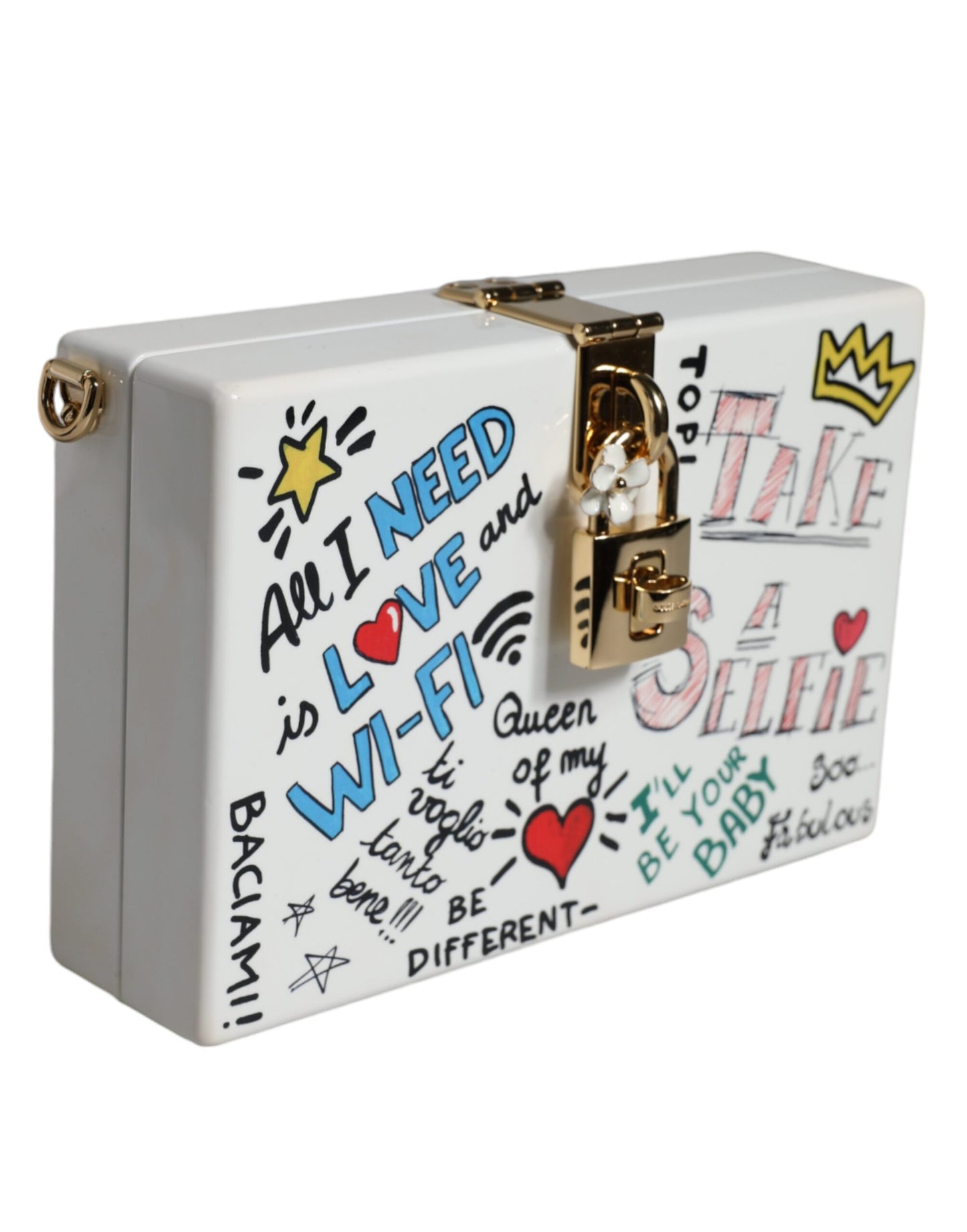 Sac bandoulière à imprimé graffiti blanc