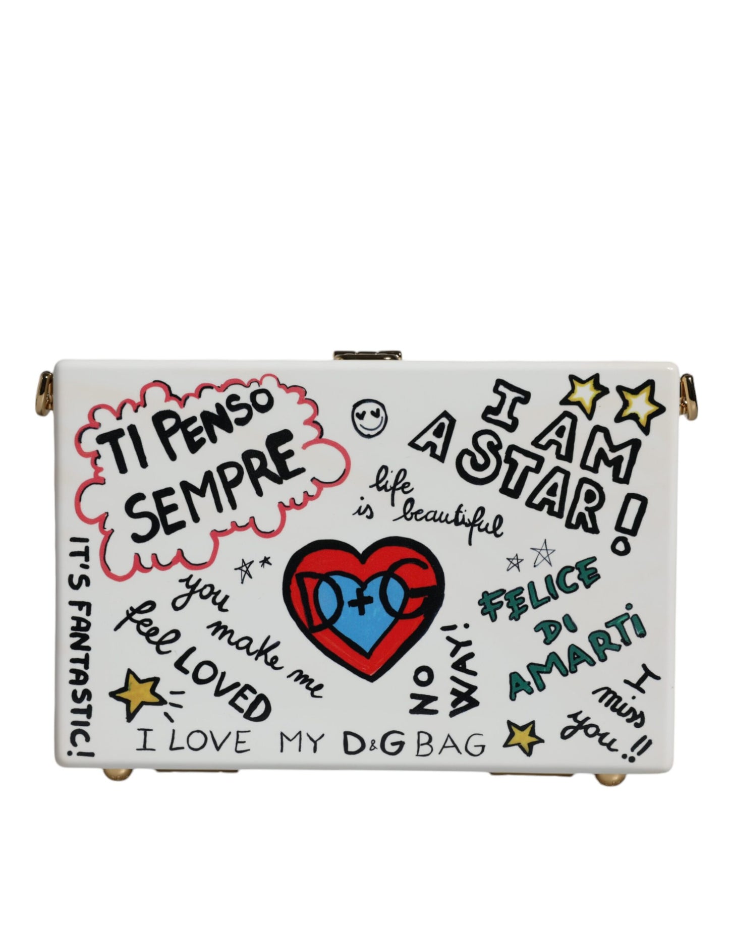 Sac bandoulière à imprimé graffiti blanc
