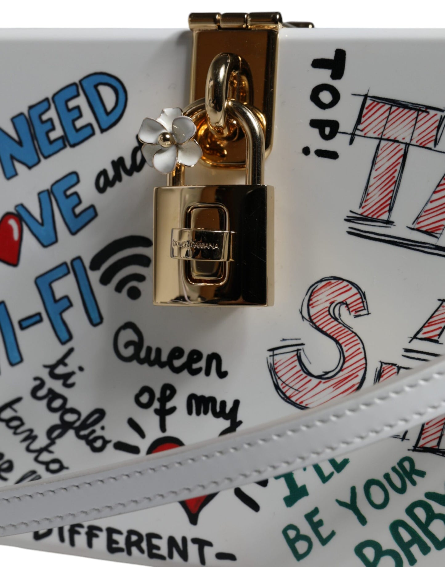 Sac bandoulière à imprimé graffiti blanc