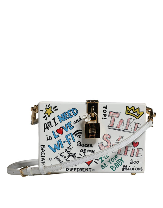 Sac bandoulière à imprimé graffiti blanc