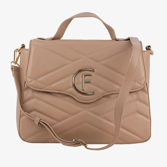 Sac à bandoulière beige en cuir artificiel pour femme