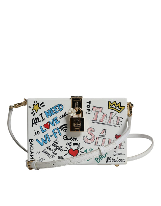 Sac bandoulière à imprimé graffiti blanc
