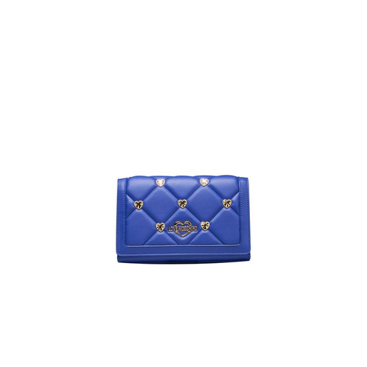 Blue Quilted Crossbody Bag with Sweet Studs