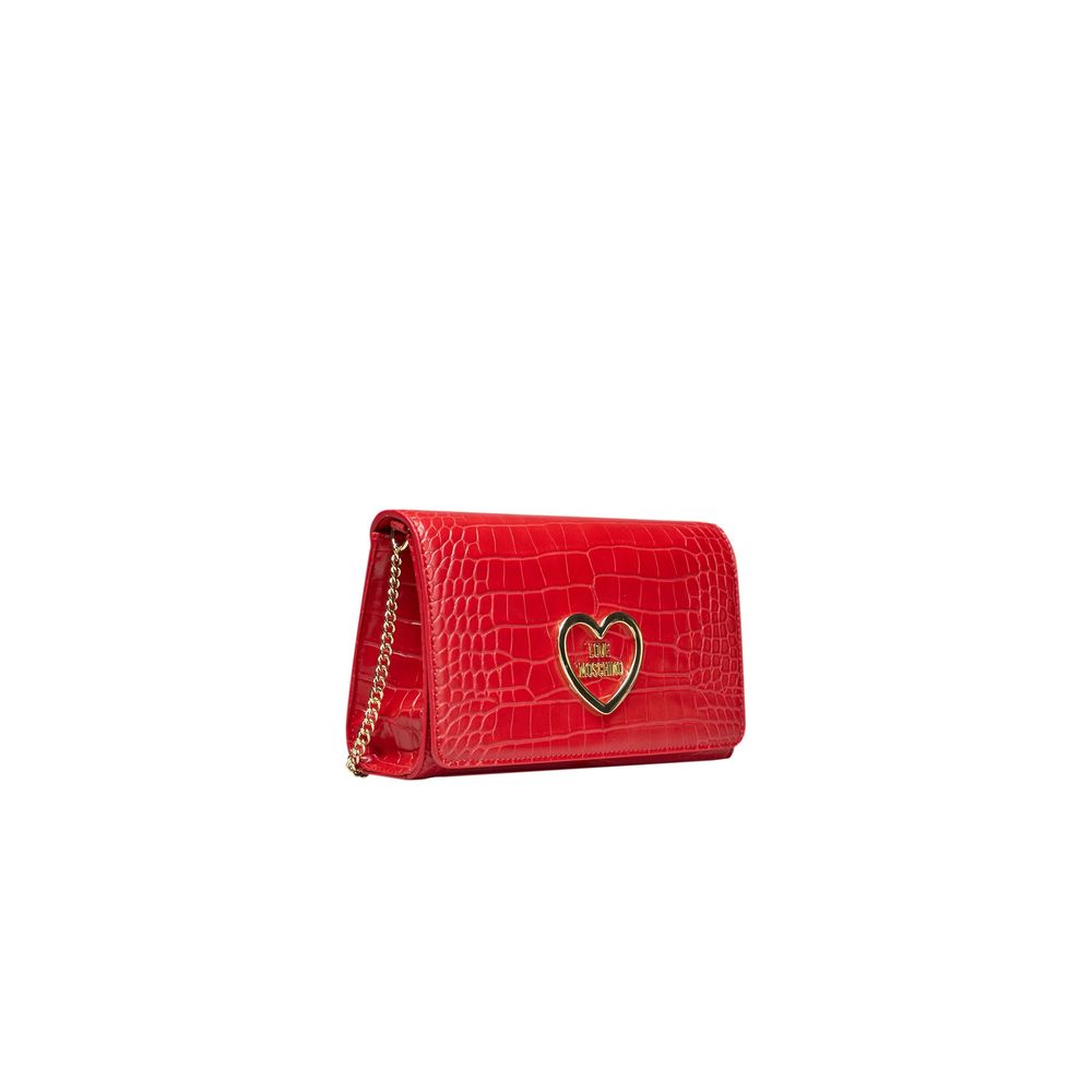 Red Croc Embossed Crossbody Bag