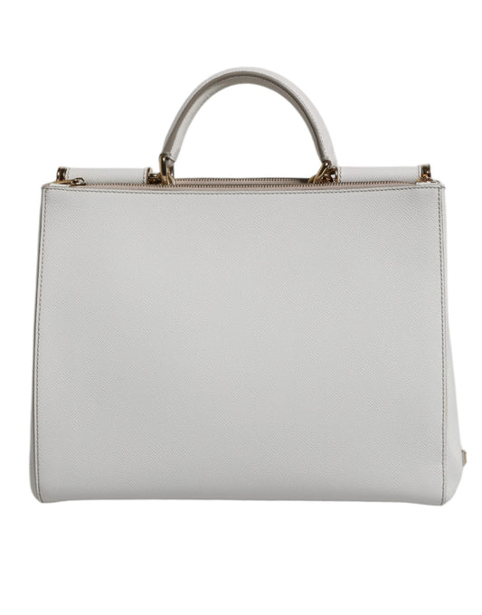 Sac fourre-tout à bandoulière en cuir blanc avec logo