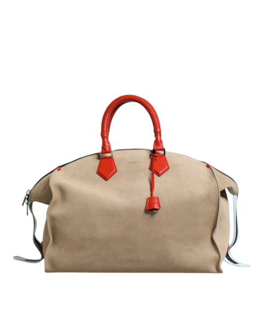 Sac de sport à poignée supérieure en cuir suédé beige