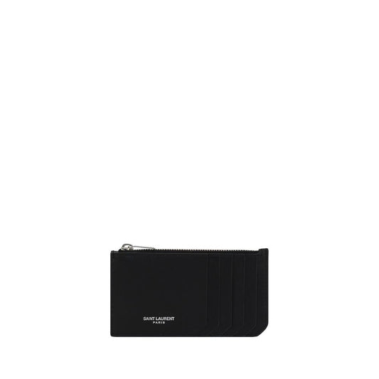 Saint Laurent Paris Zipped Card Case in Smooth Leather