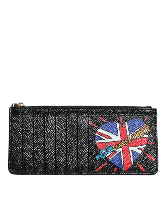 Portefeuille porte-cartes en cuir noir #DGLovesLondon