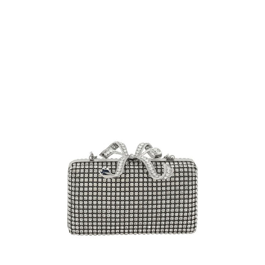 Bolso de mano con caja de cristal plateado