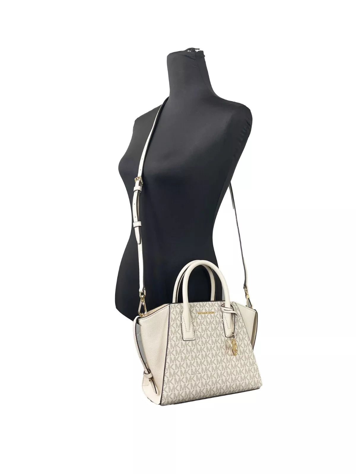 Petit sac à bandoulière en cuir avec fermeture éclair sur le dessus Avril Crème