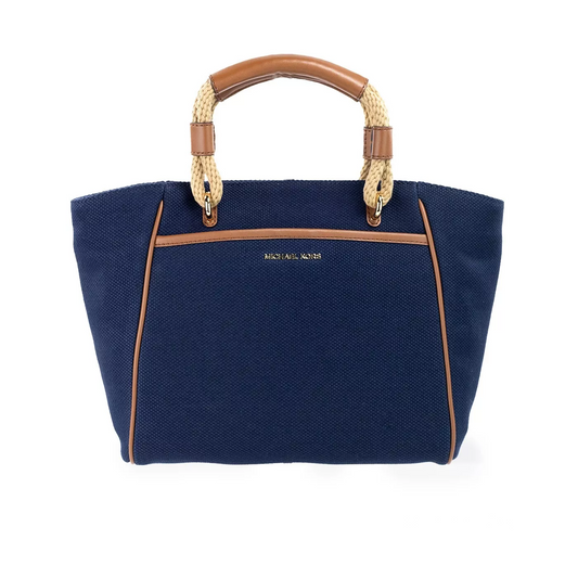 Petit sac fourre-tout à bandoulière en toile de coton bleu marine Talia