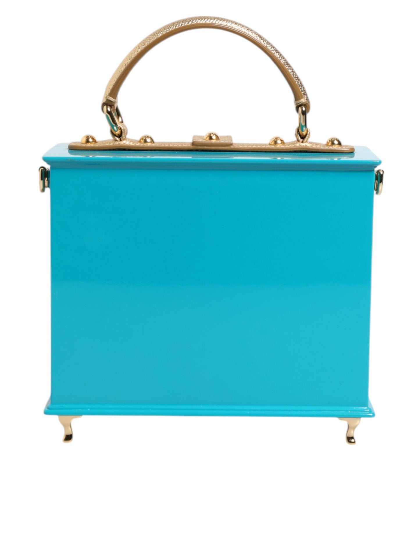 Sac à main Miss Dolce en cuir acrylique turquoise doré