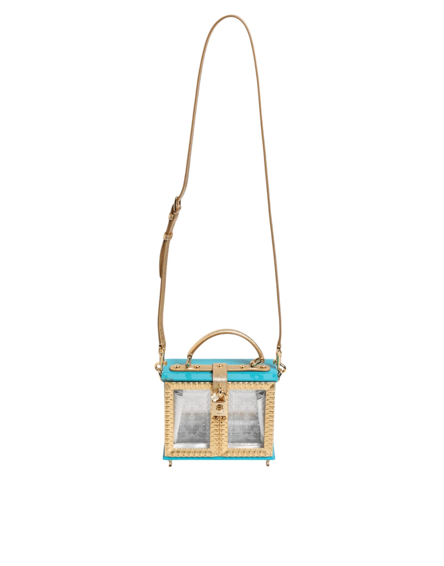 Sac à main Miss Dolce en cuir acrylique turquoise doré