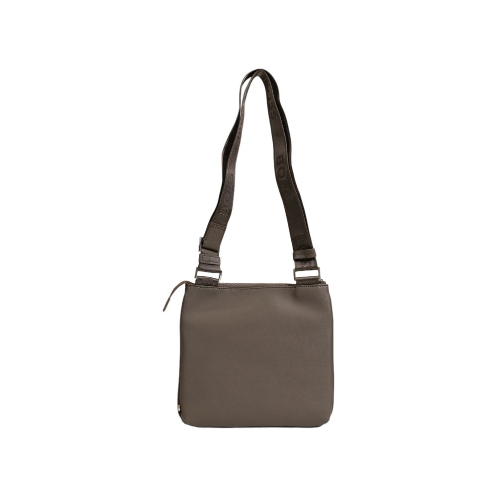 Leather Messenger Bag with Embossed Logo
