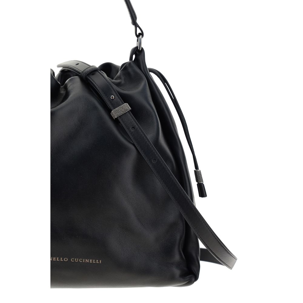 Mellow Bucket Bag in Soft Leather with Monili