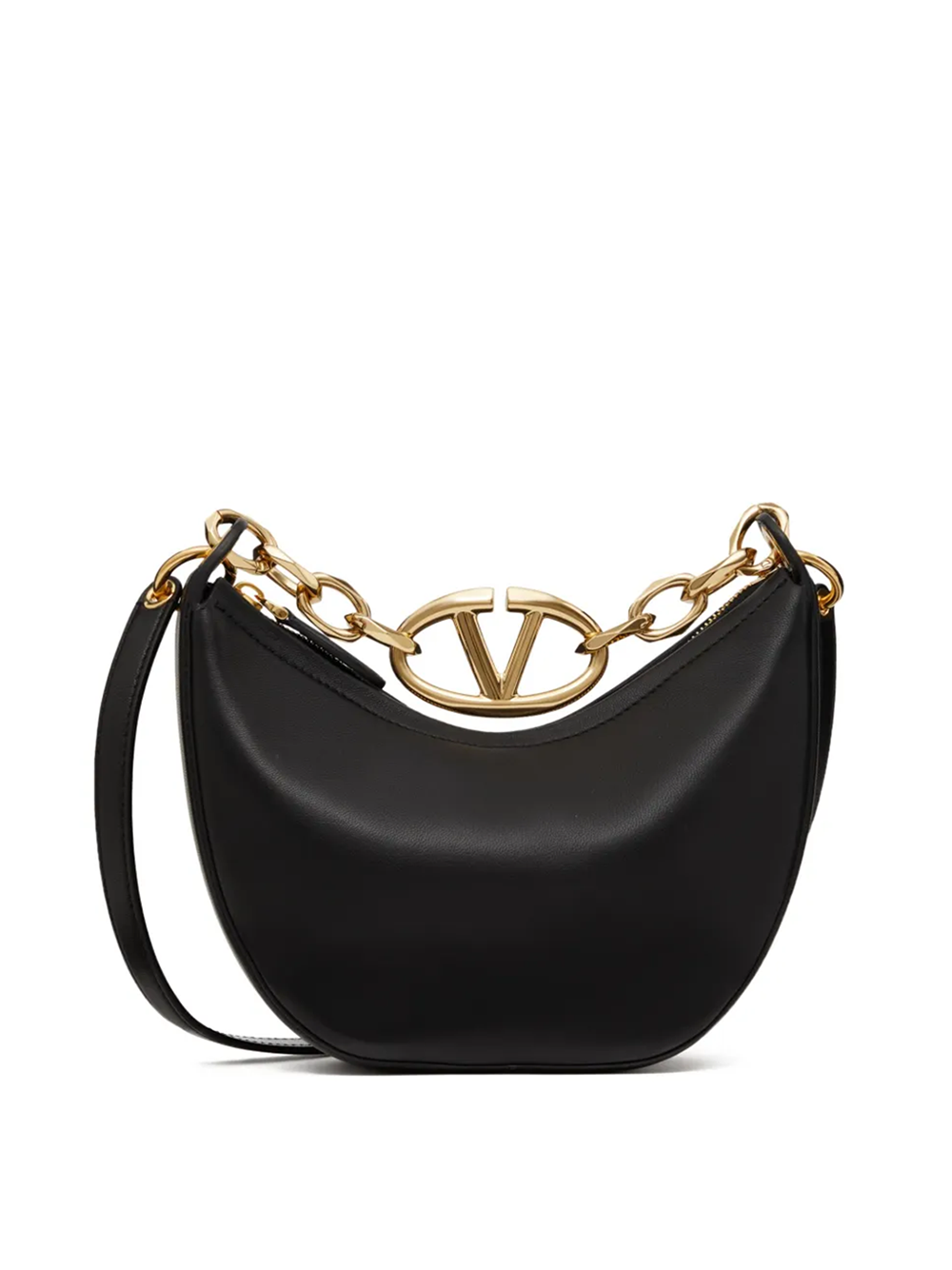 Bolso de hombro mini Hobo Vlogo de cuero negro