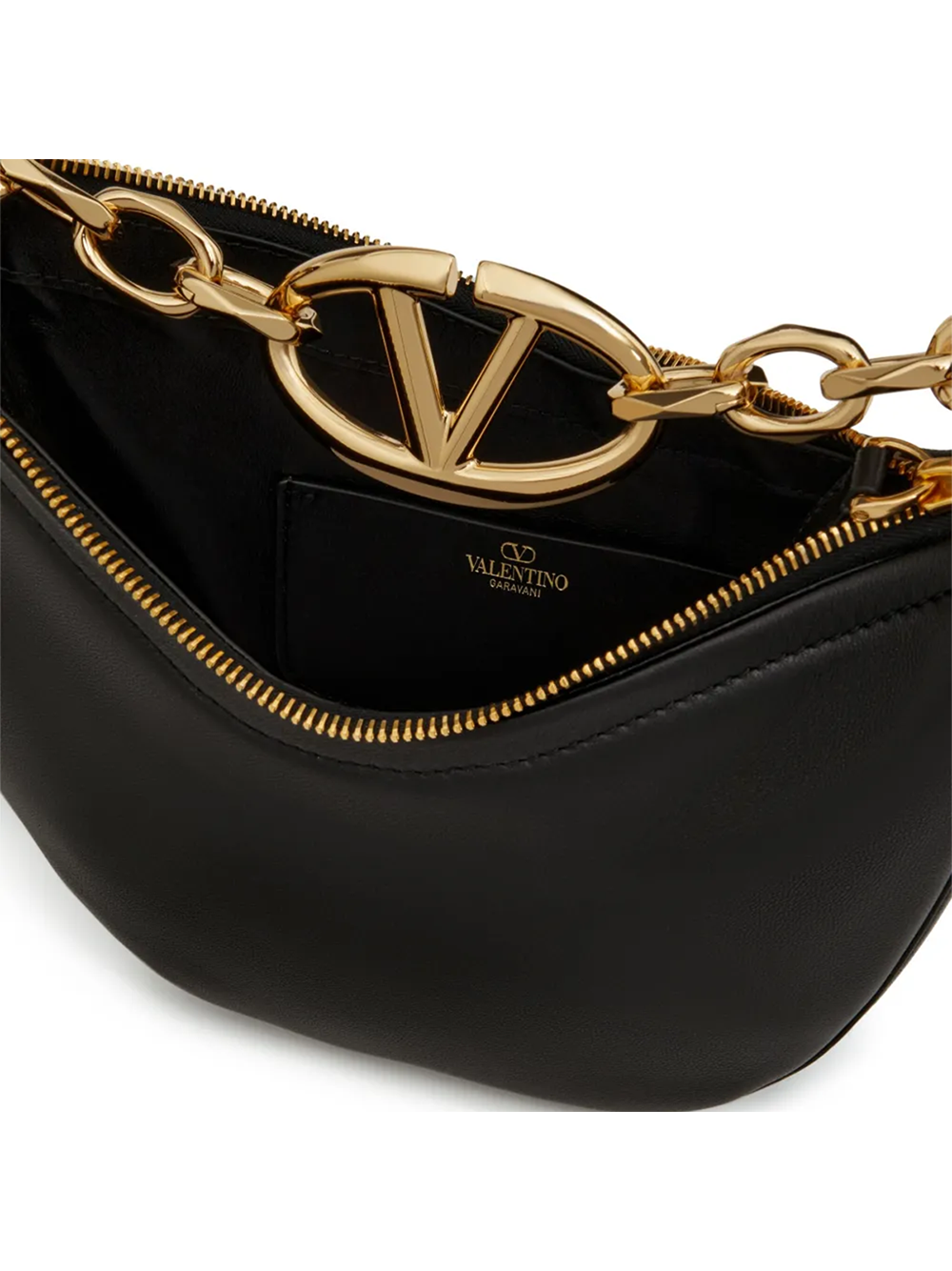 Bolso de hombro mini Hobo Vlogo de cuero negro