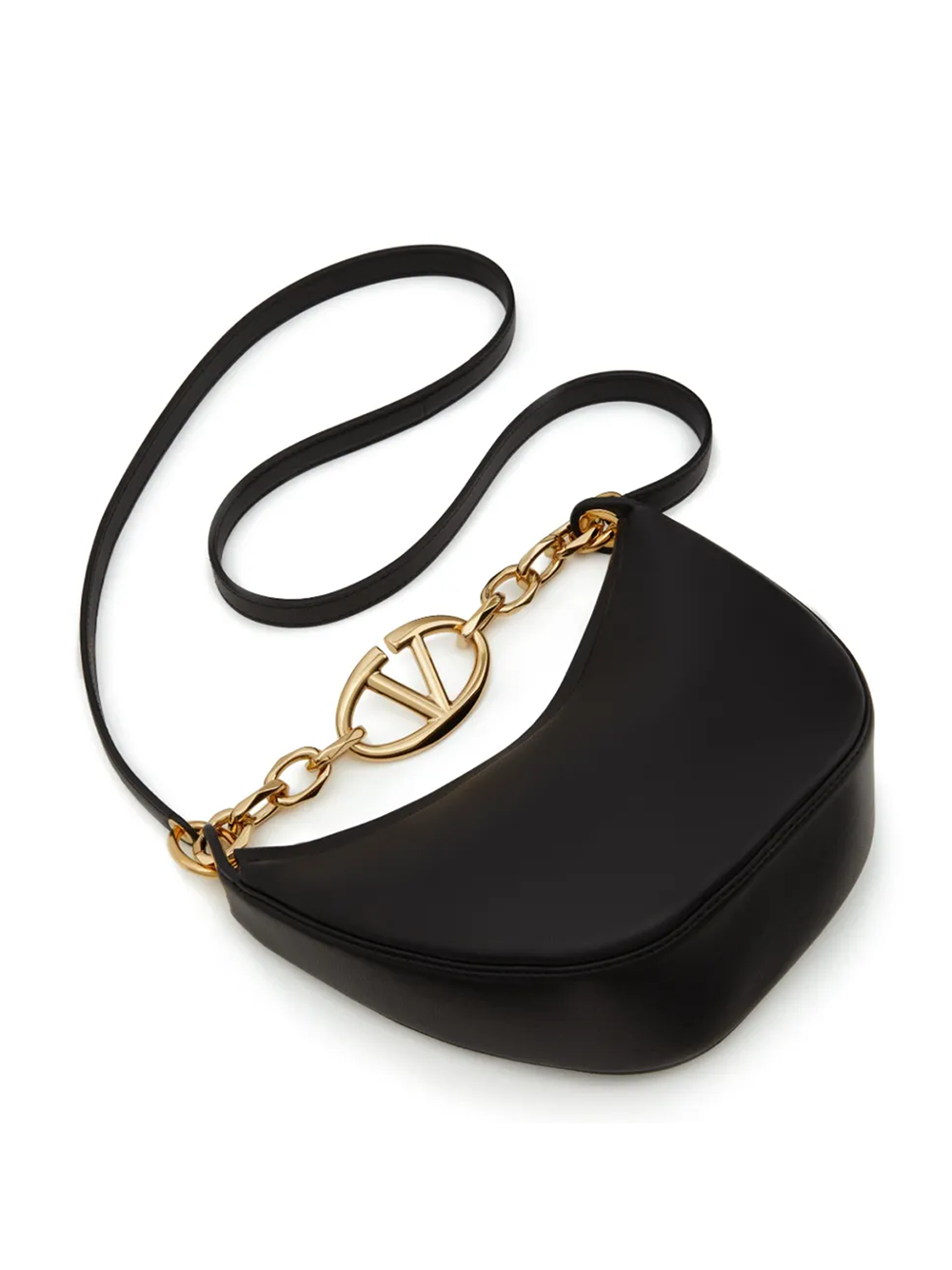 Bolso de hombro mini Hobo Vlogo de cuero negro