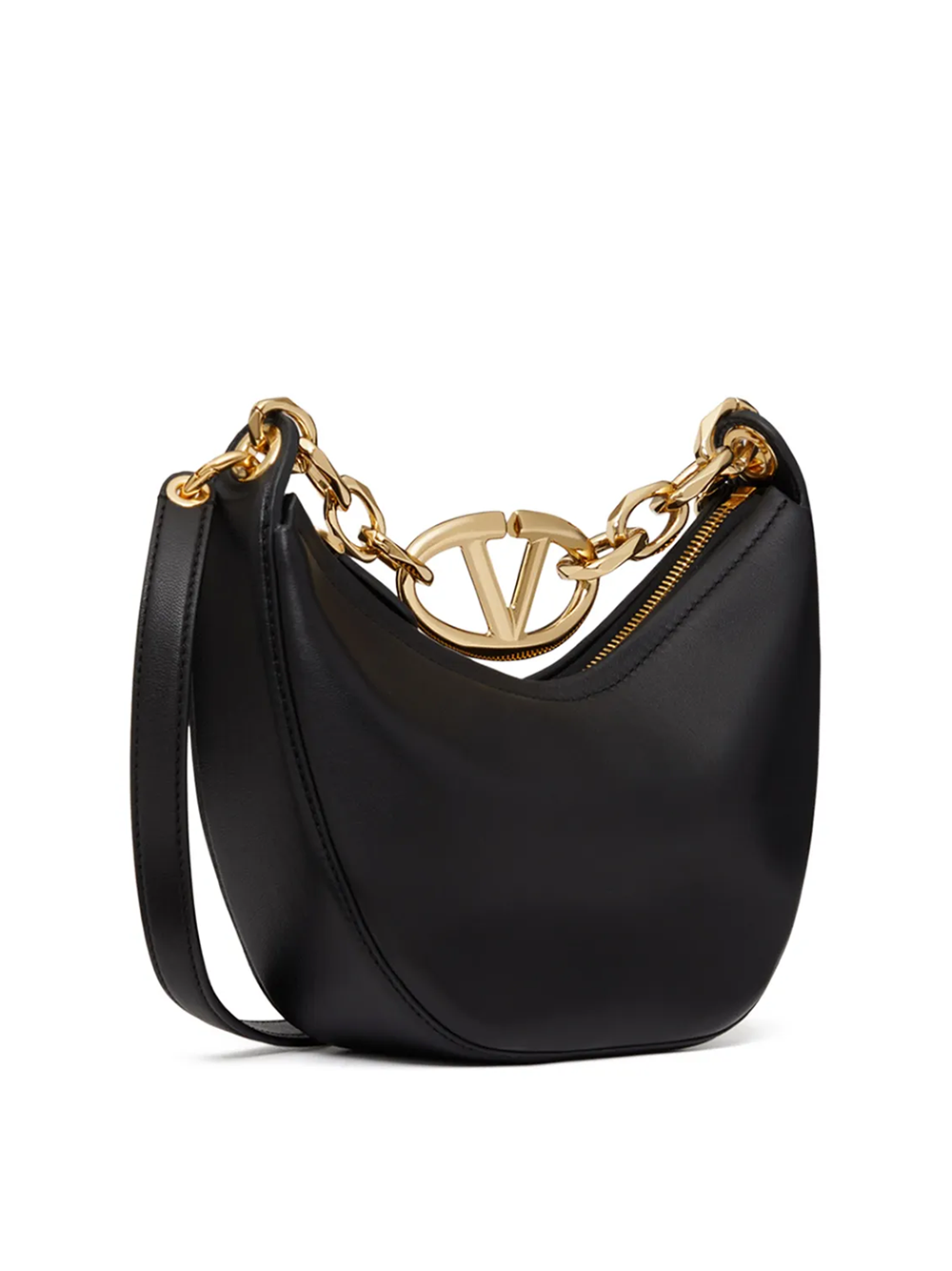 Bolso de hombro mini Hobo Vlogo de cuero negro