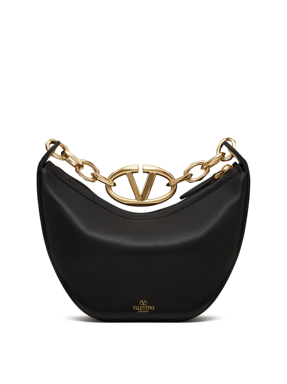Bolso de hombro mini Hobo Vlogo de cuero negro