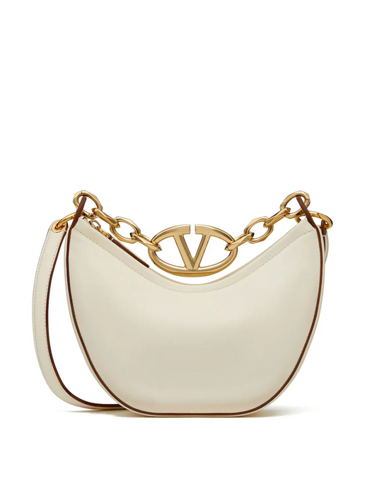 Bolso de hombro Hobo Vlogo mini de piel color marfil