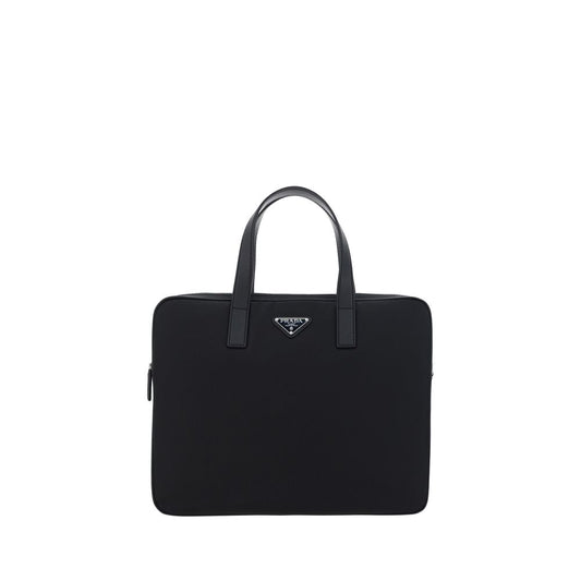 Re-Nylon and Saffiano Leather Briefcase