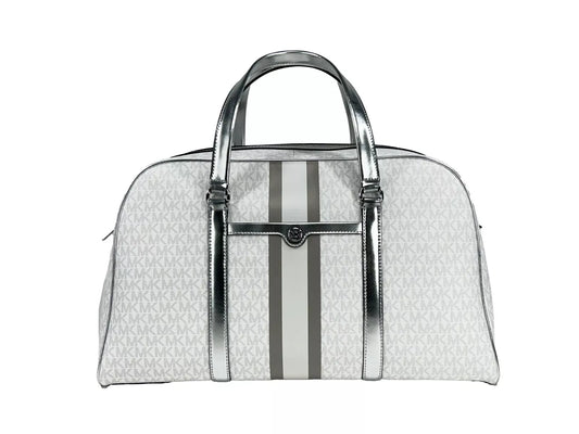 Sac de voyage extra large en PVC avec fermeture éclair sur le dessus, blanc optique