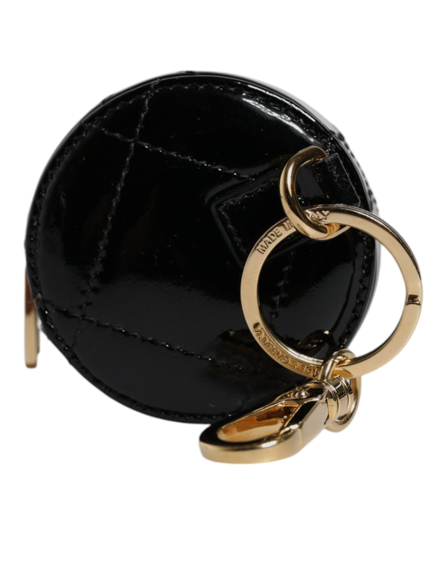 Portefeuille porte-monnaie rond en cuir d'agneau noir DG Crystal