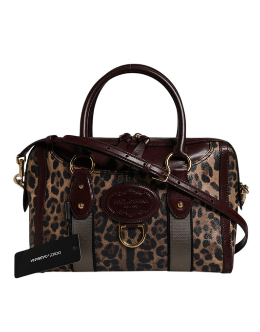 Sac de sport à bandoulière en cuir léopard marron