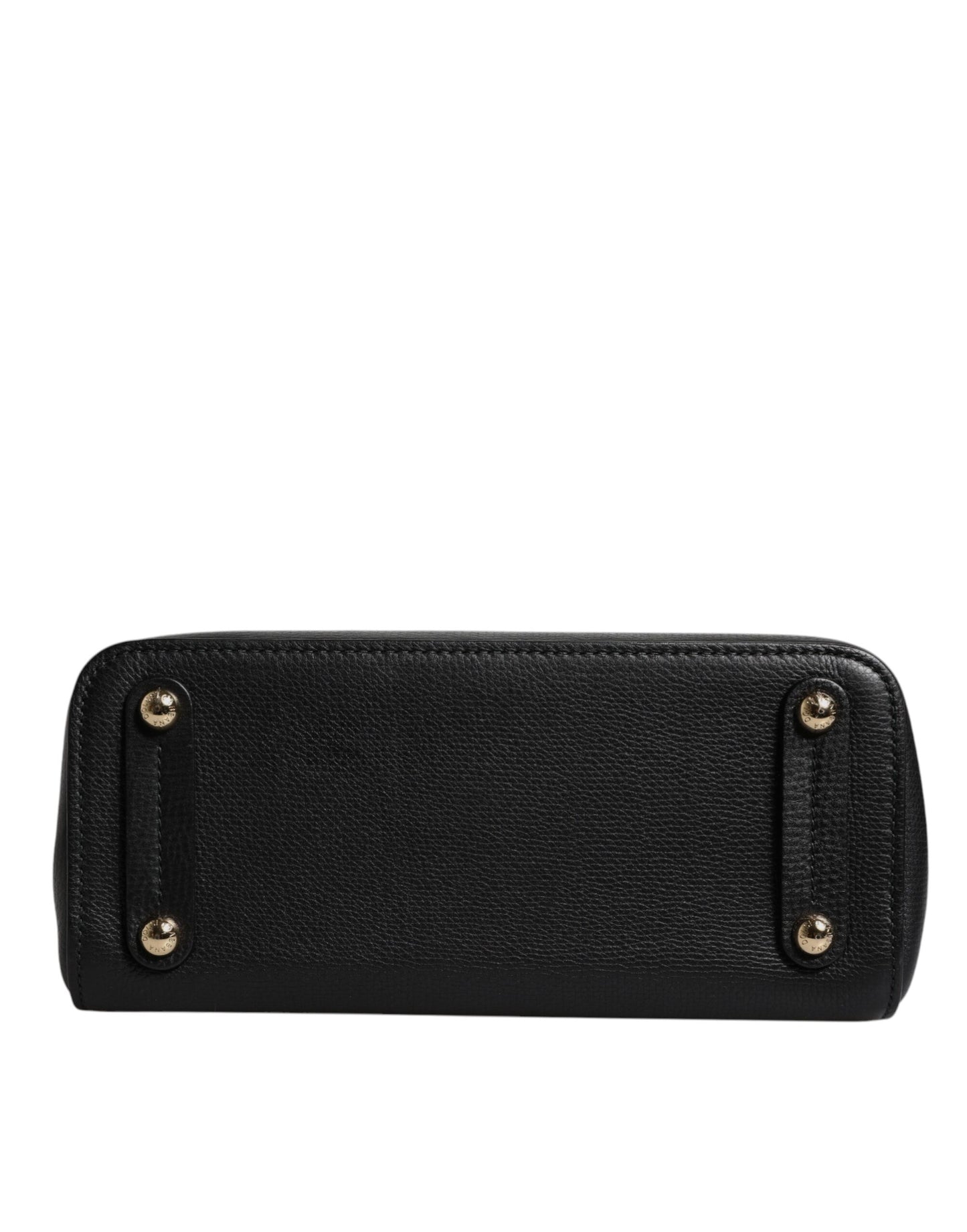 Sac à main à bandoulière en cuir de veau noir avec plaque logo