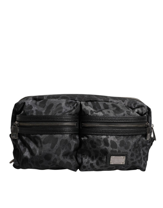 Black Gray Leopard DG Logo Belt Waist Fanny Pack Bag