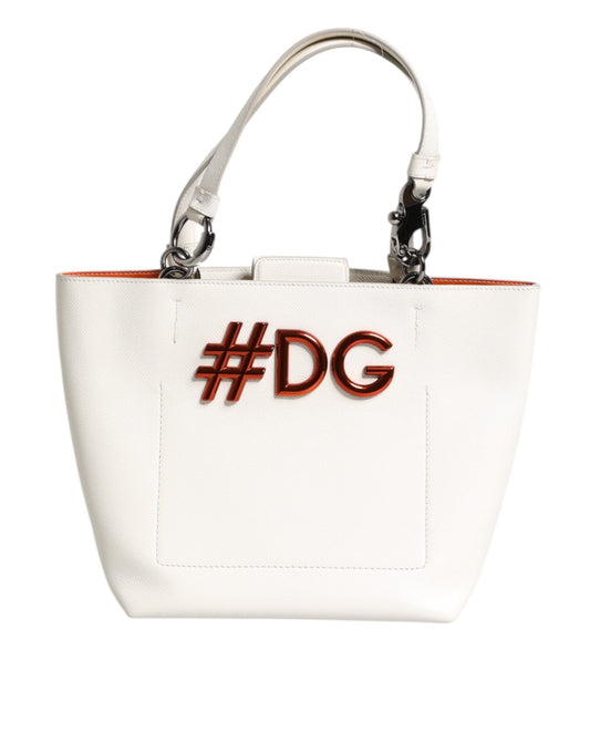Sac fourre-tout à poignée supérieure en cuir blanc #DG BEATRICE